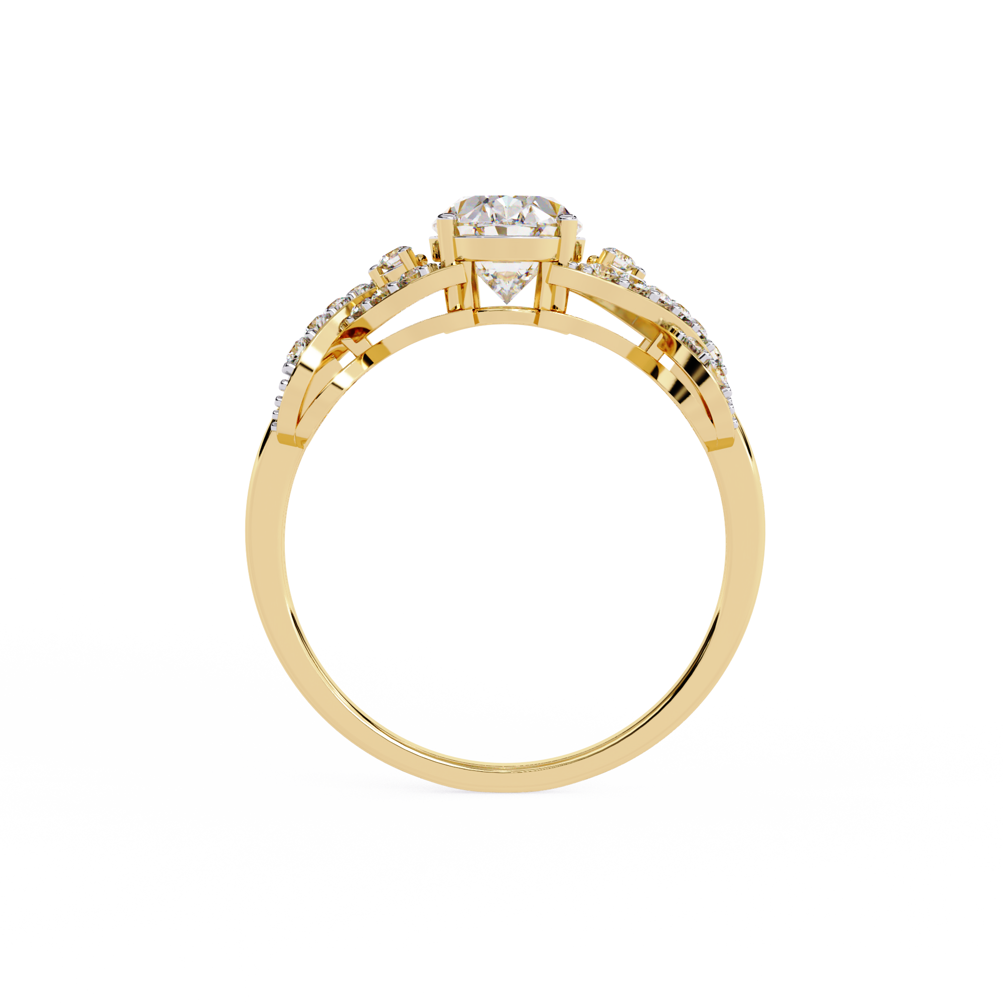 Swirling Lines Oval Diamond Ring