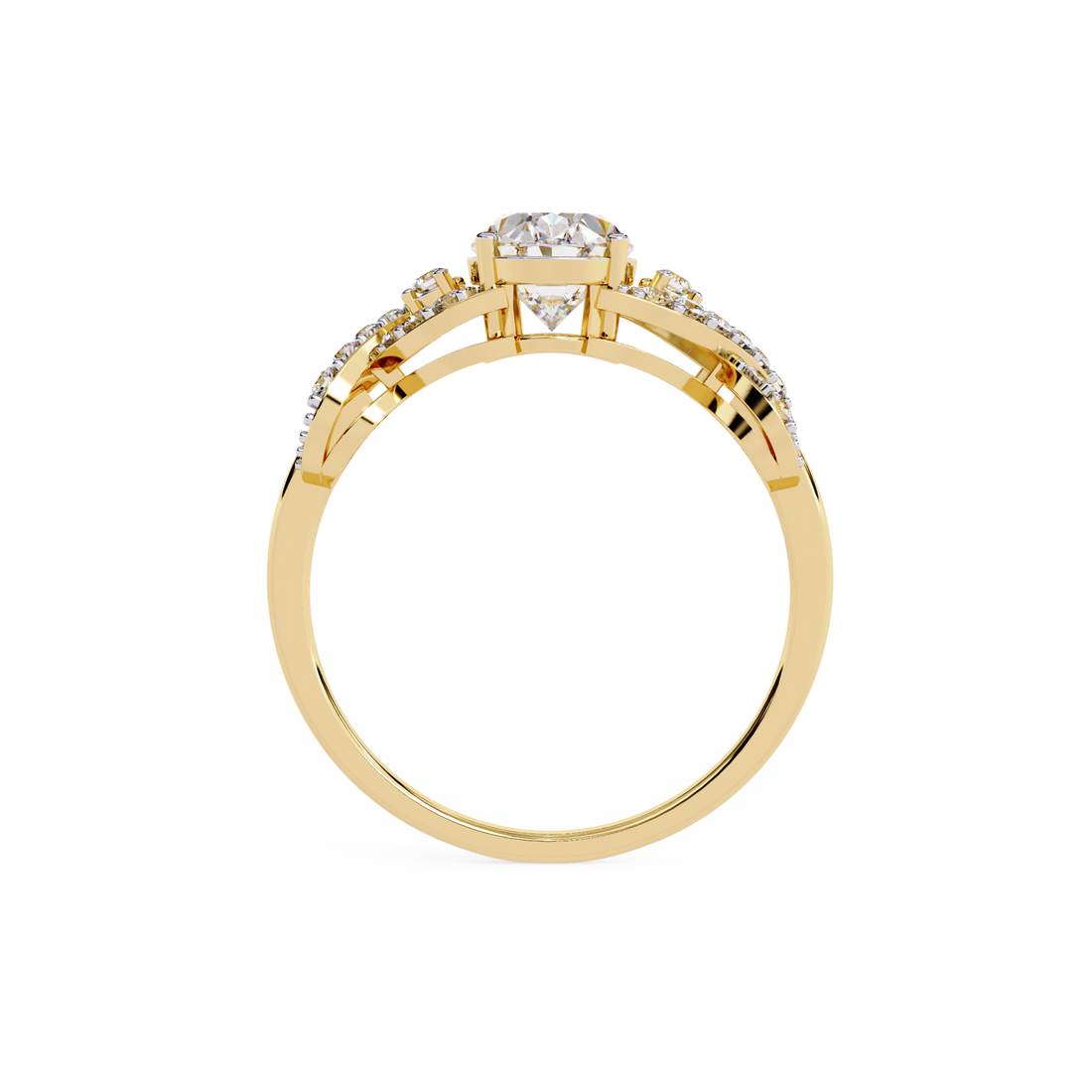 Swirling Lines Oval Diamond Ring