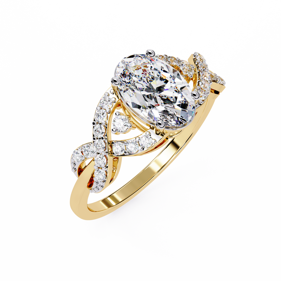 Swirling Lines Oval Diamond Ring