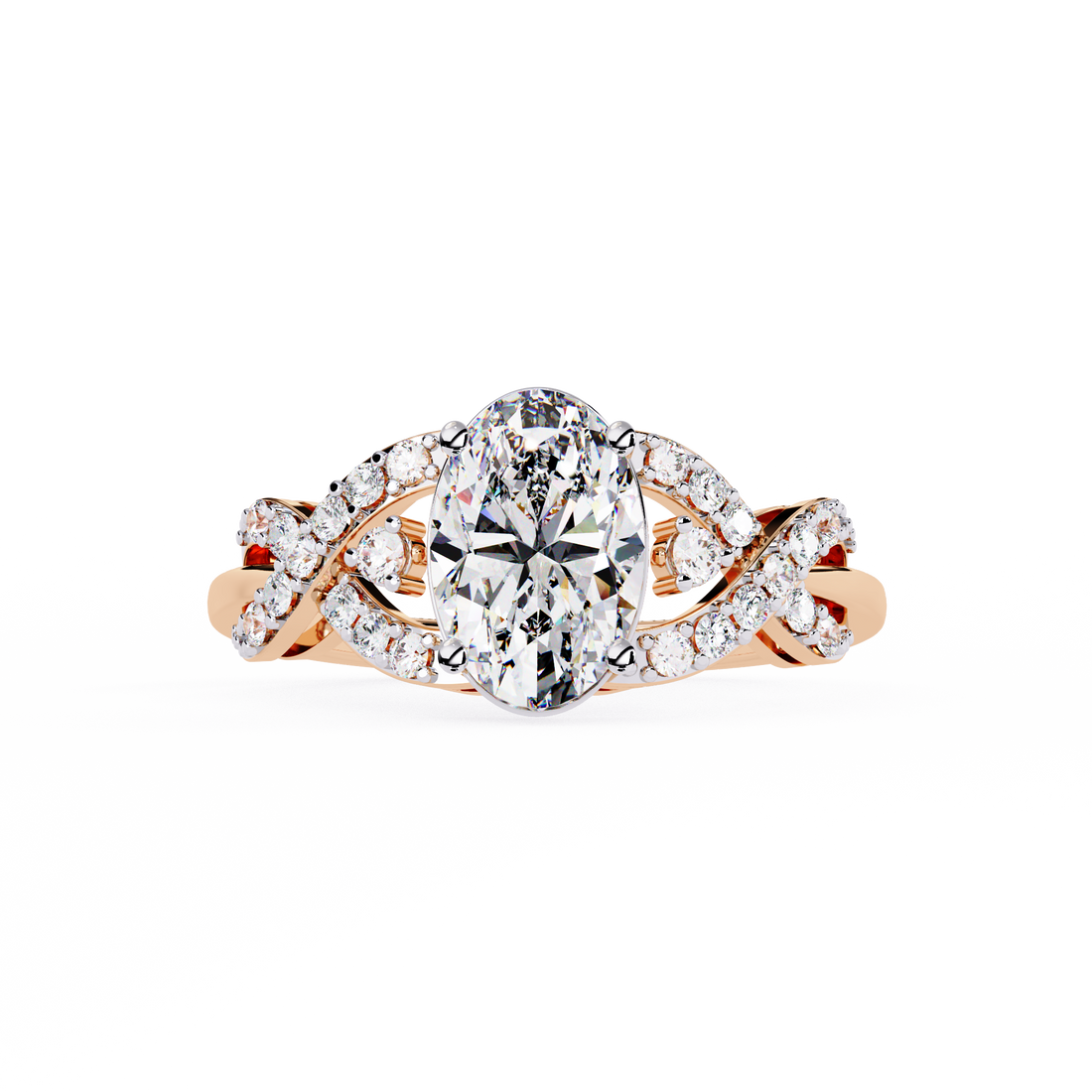Swirling Lines Oval Diamond Ring