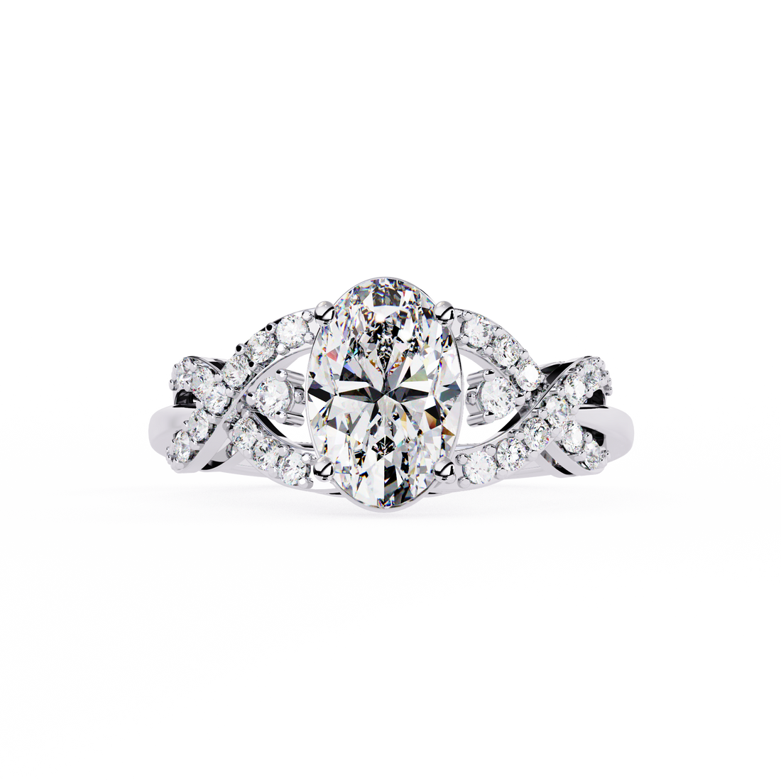 Swirling Lines Oval Diamond Ring