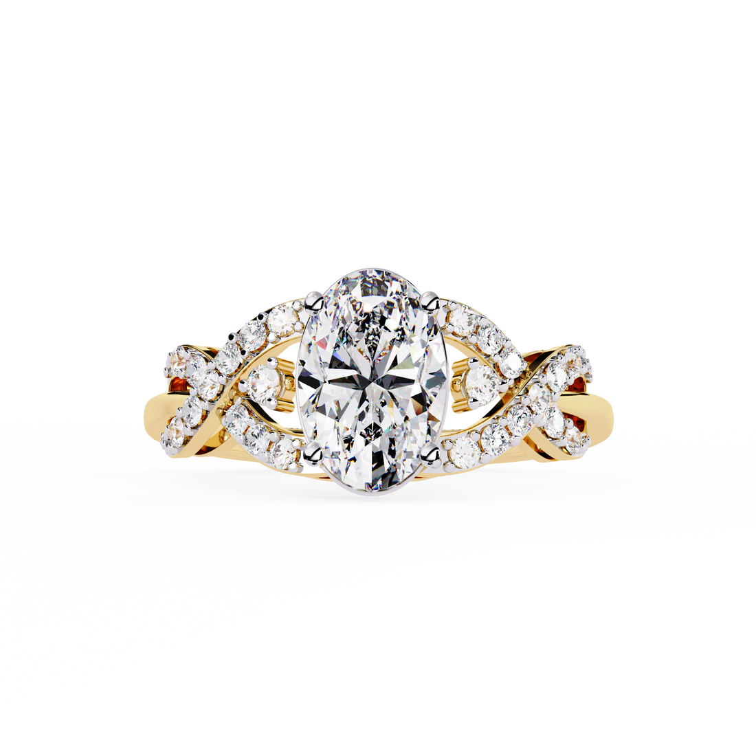 Swirling Lines Oval Diamond Ring