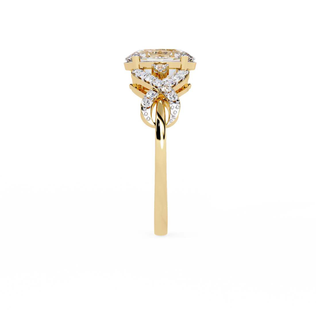 Swirling Lines Oval Diamond Ring
