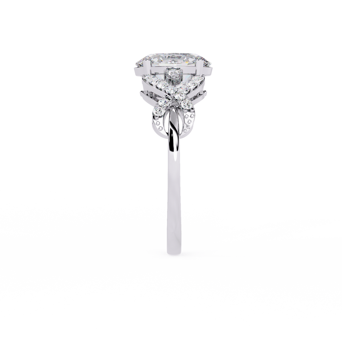 Swirling Lines Oval Diamond Ring