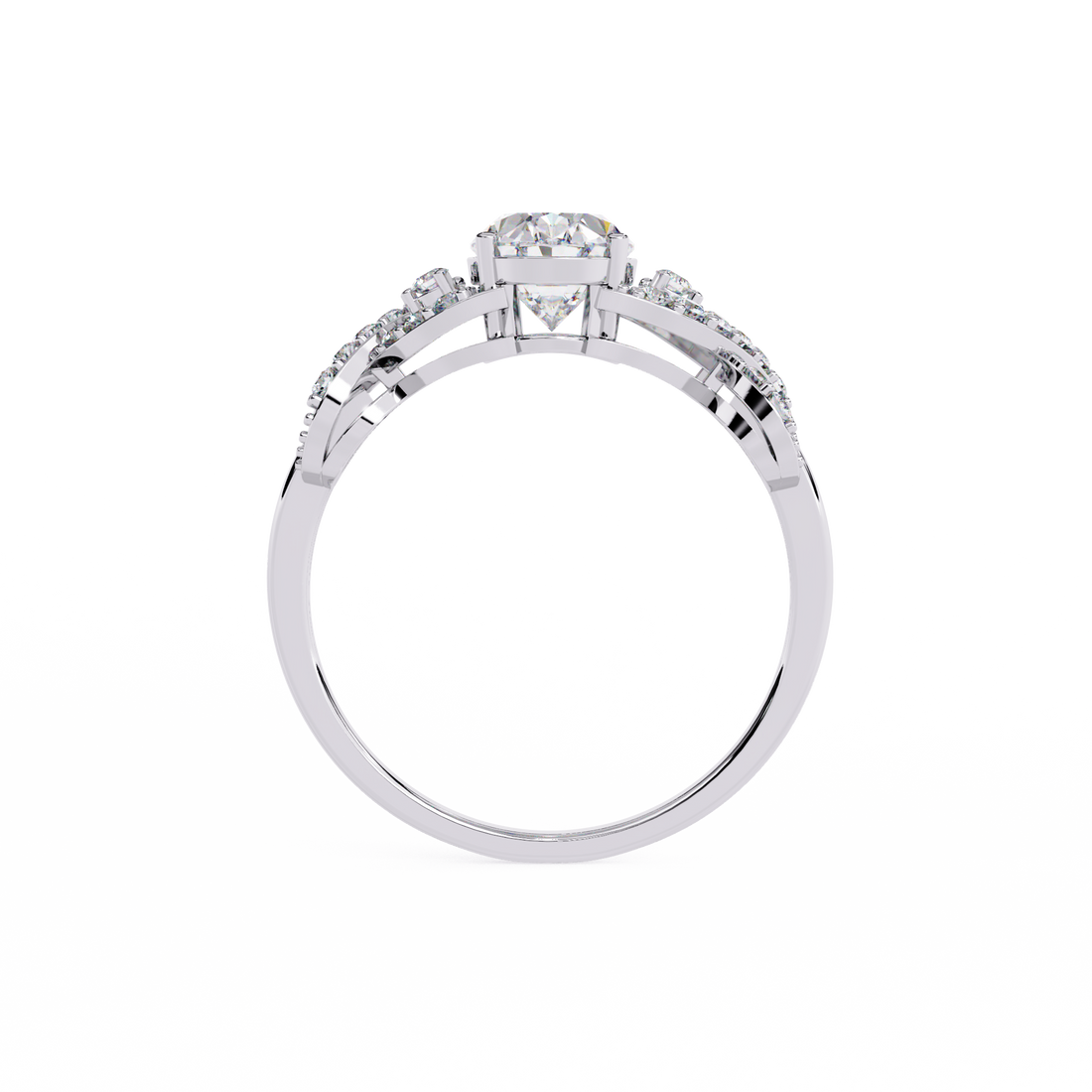Swirling Lines Oval Diamond Ring