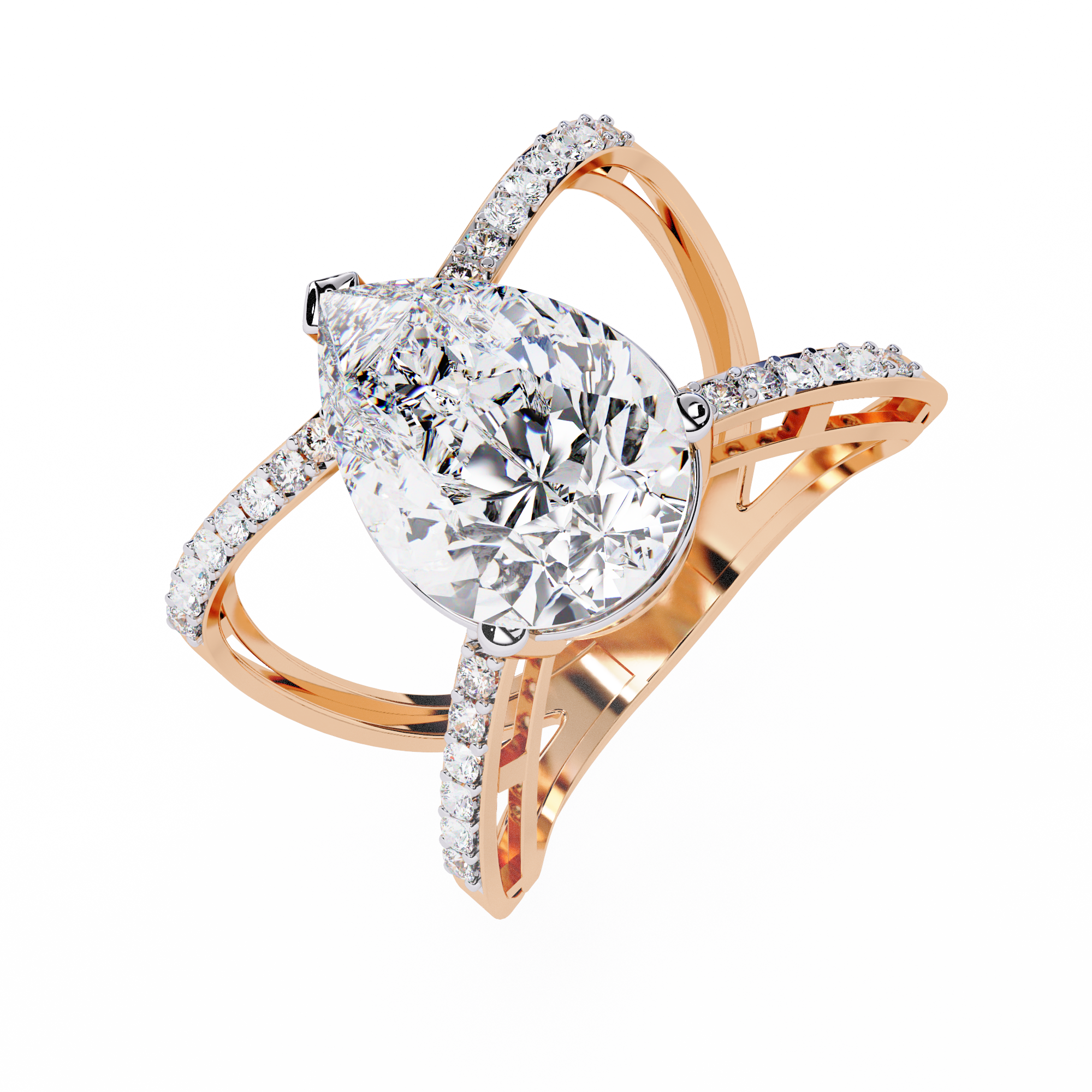 Celestial Solitaire Diamond Crisscross Ring
