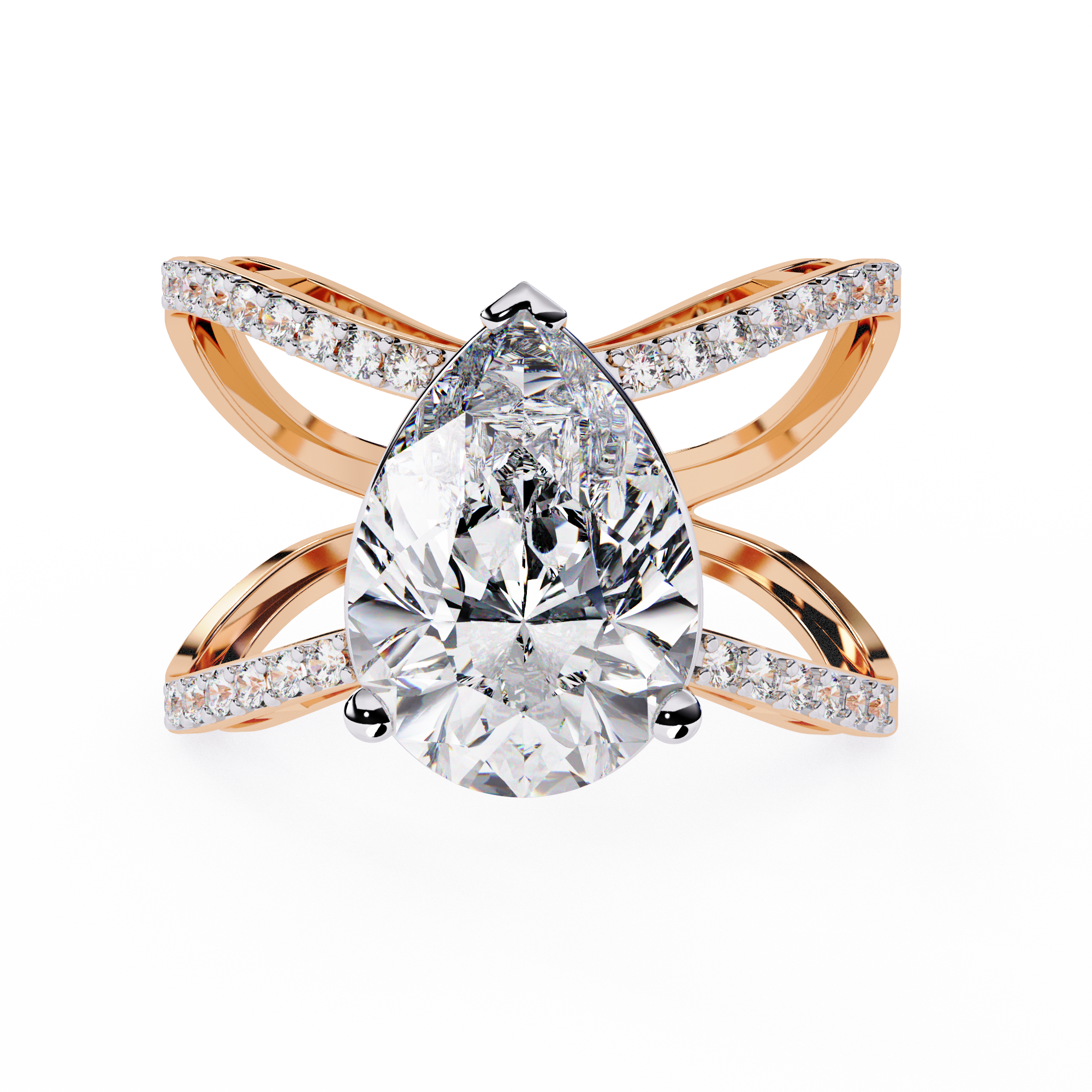 Celestial Solitaire Diamond Crisscross Ring