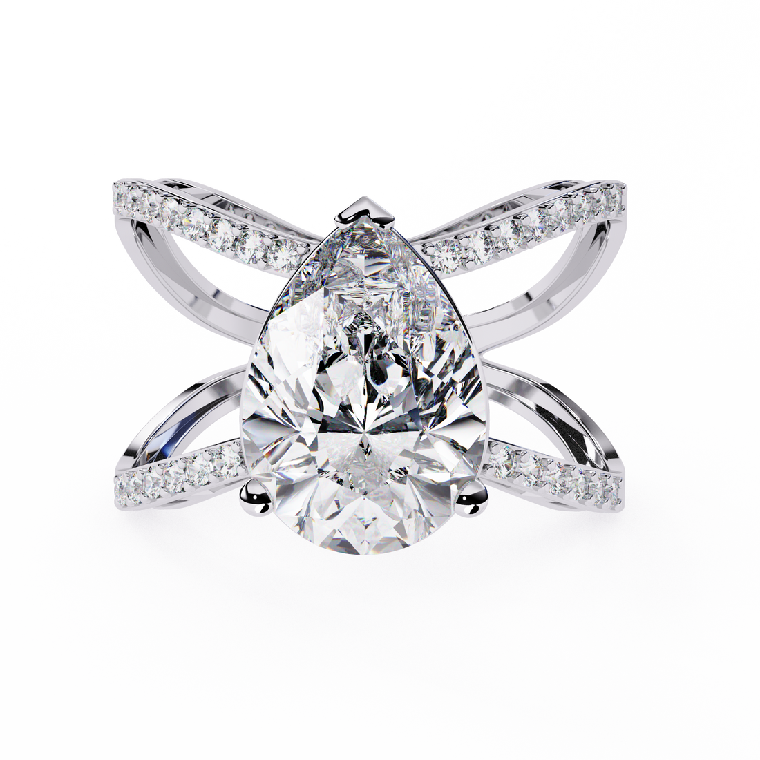 Celestial Solitaire Diamond Crisscross Ring