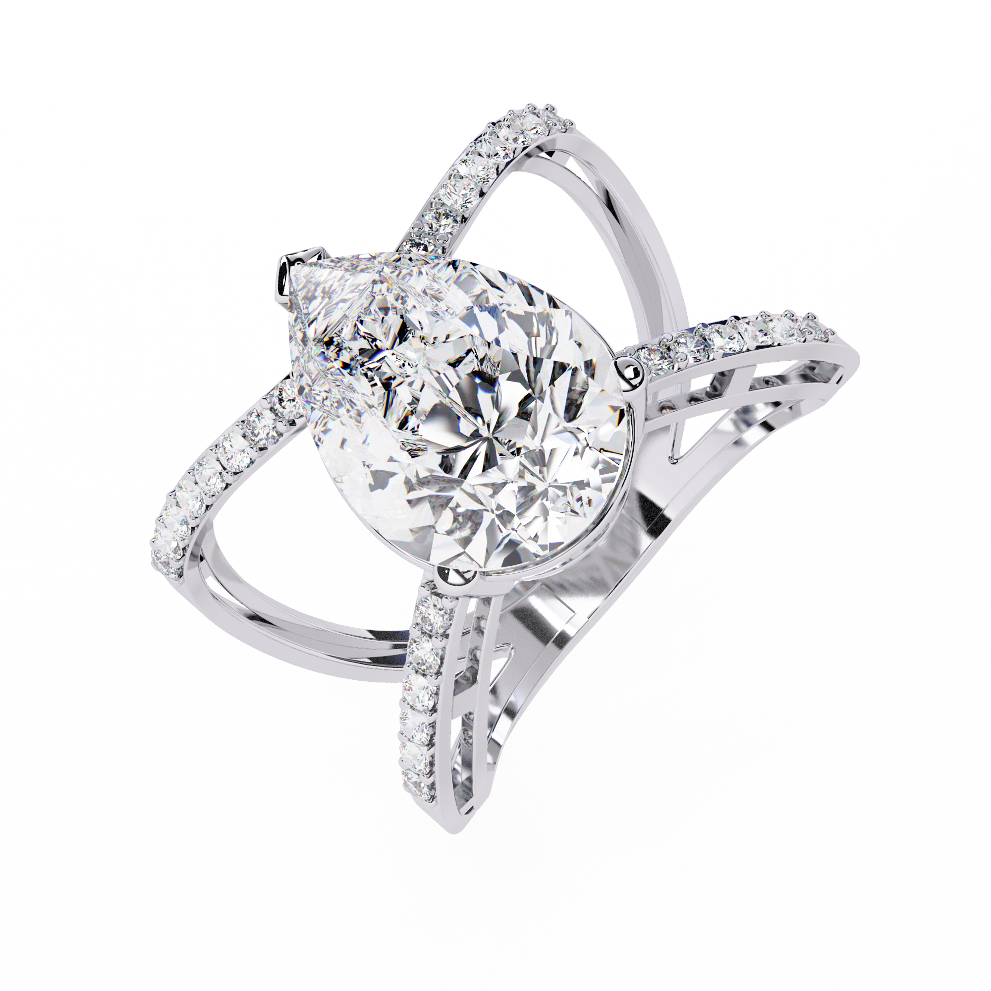 Celestial Solitaire Diamond Crisscross Ring