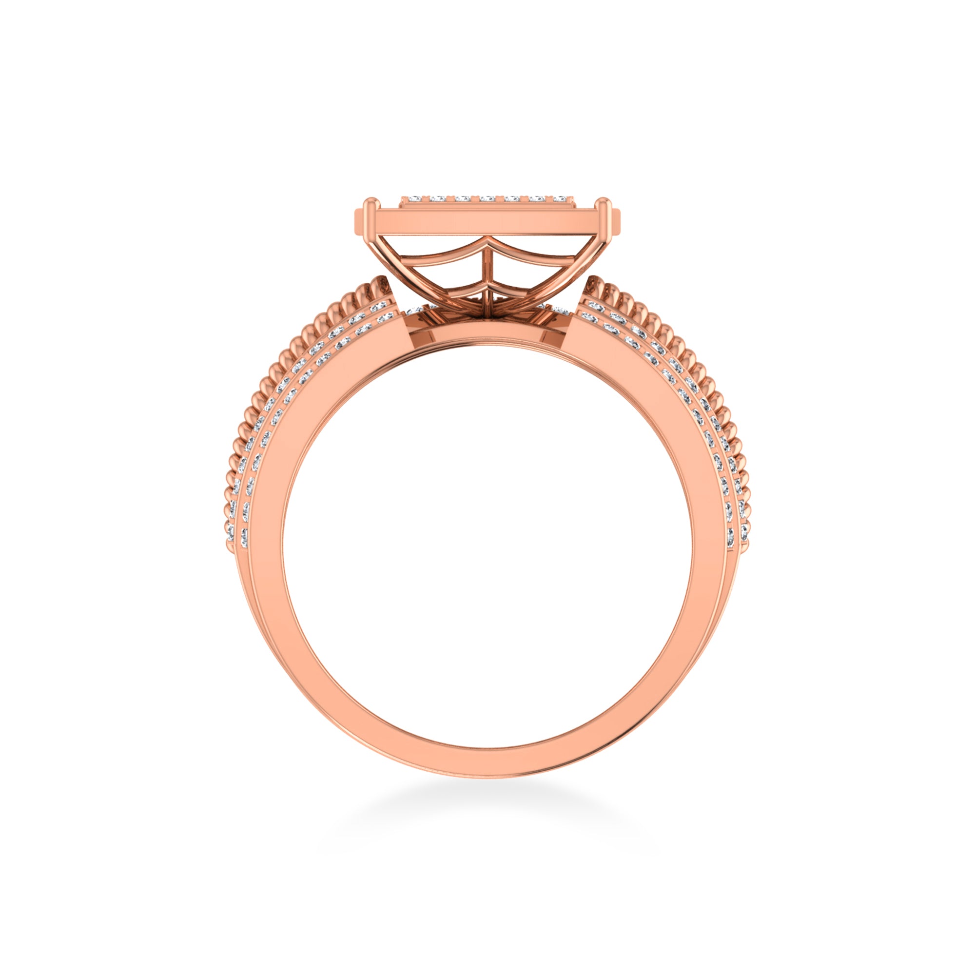 Wide Square Pavé Lab-Grown Diamond Statement Band