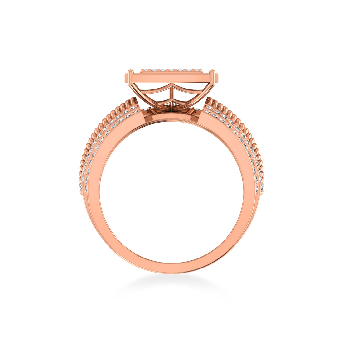 Wide Square Pavé Lab-Grown Diamond Statement Band