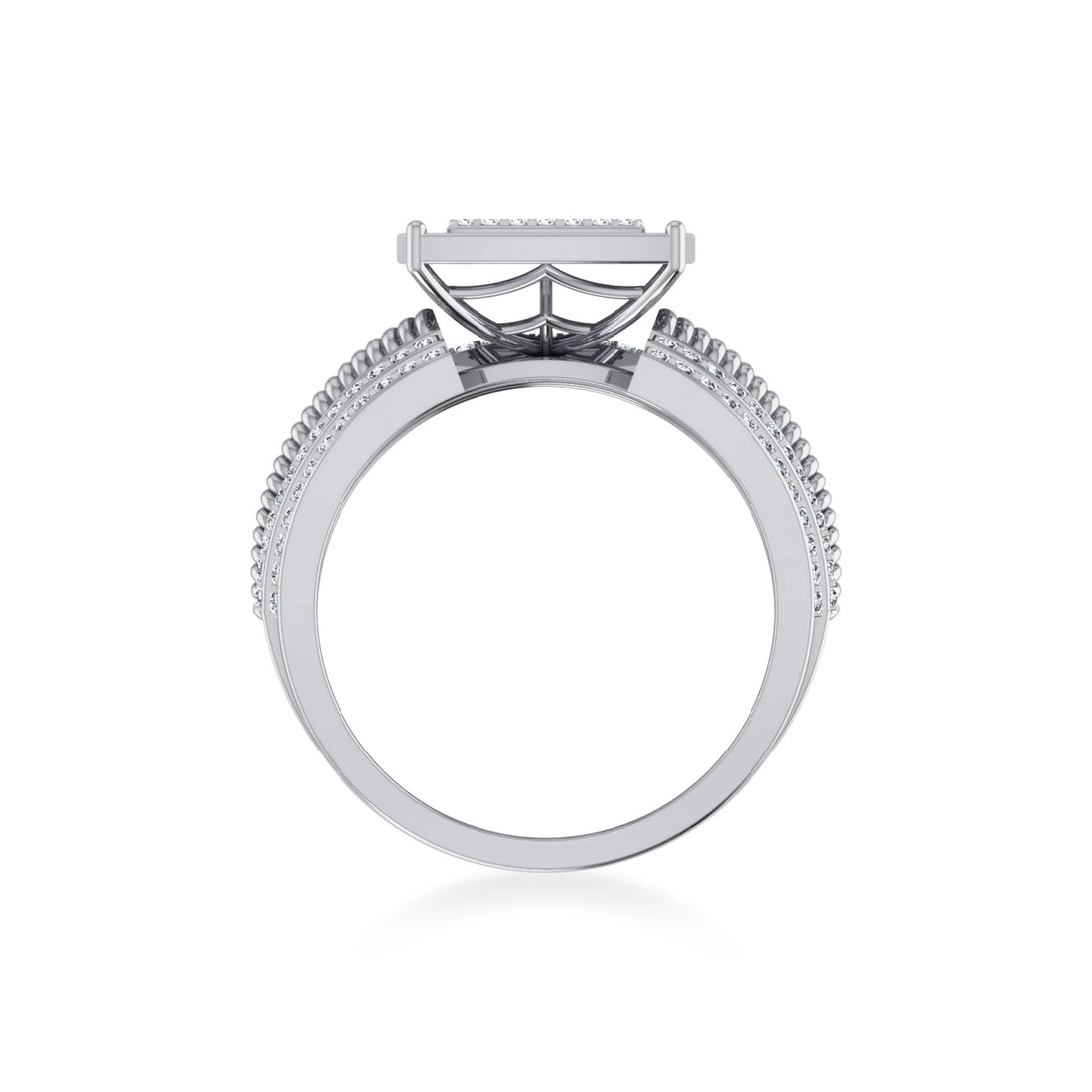 Wide Square Pavé Lab-Grown Diamond Statement Band