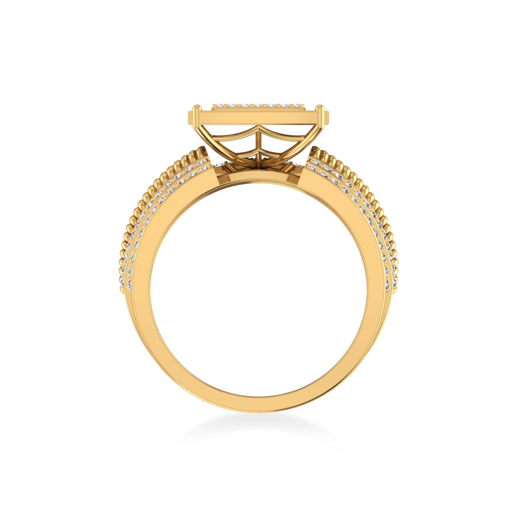 Wide Square Pavé Lab-Grown Diamond Statement Band