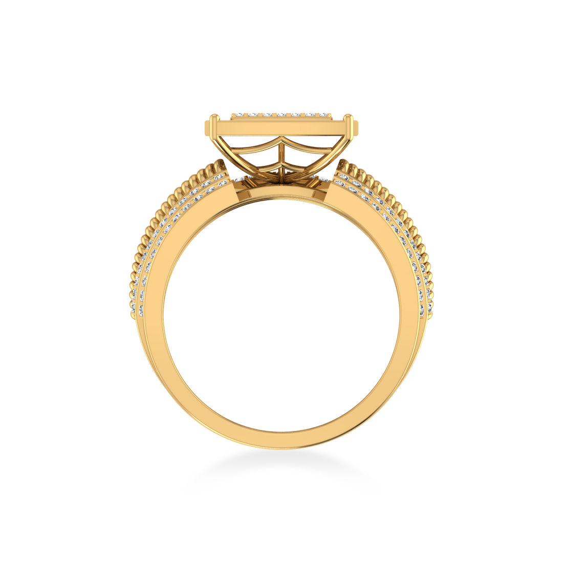 Wide Square Pavé Lab-Grown Diamond Statement Band