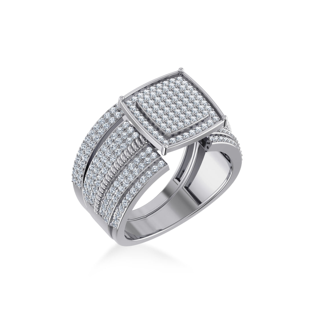 Wide Square Pavé Lab-Grown Diamond Statement Band