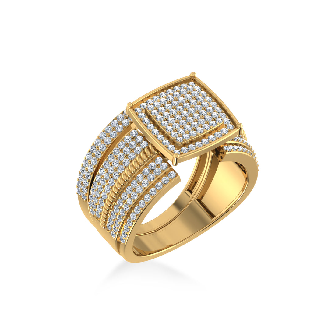 Wide Square Pavé Lab-Grown Diamond Statement Band
