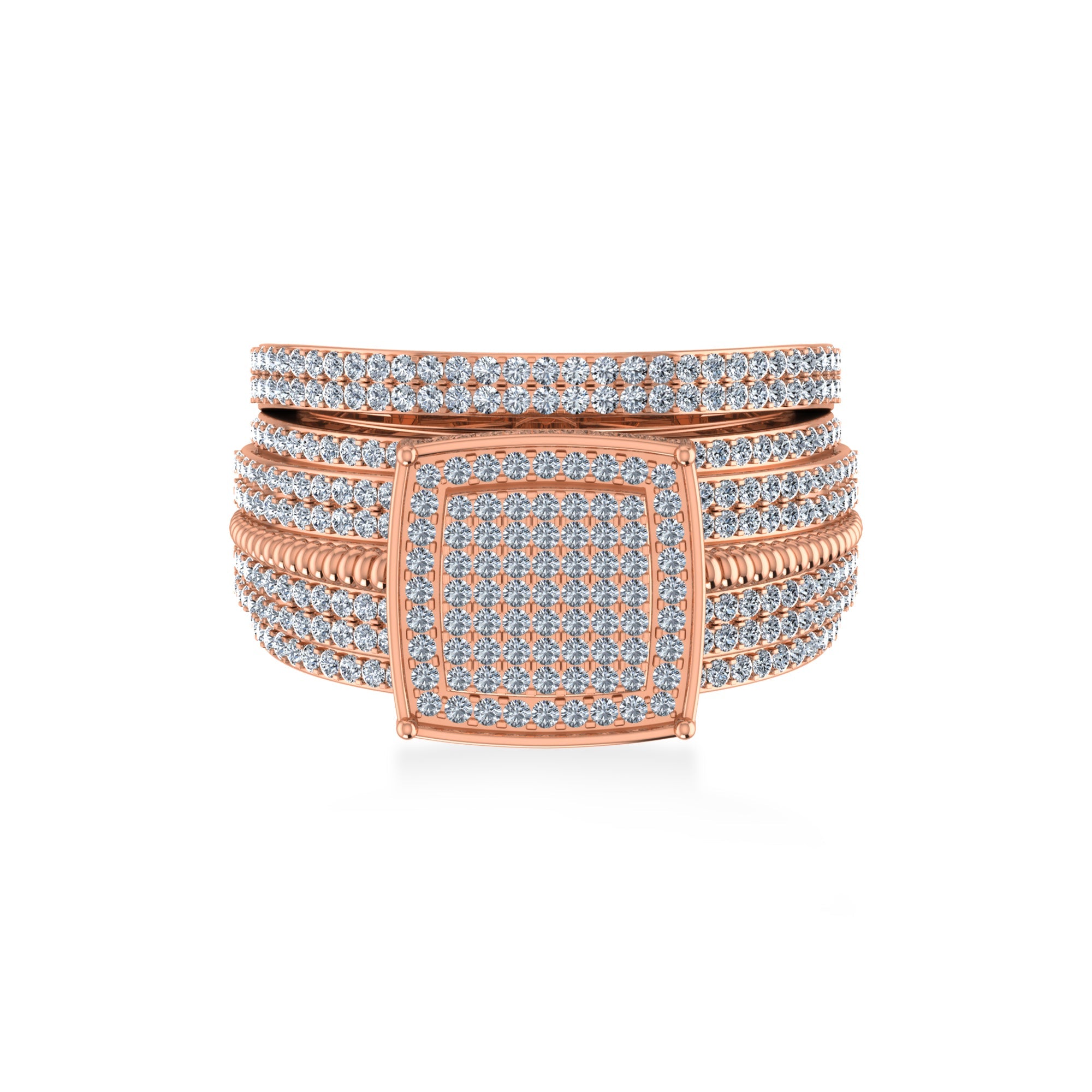 Wide Square Pavé Lab-Grown Diamond Statement Band
