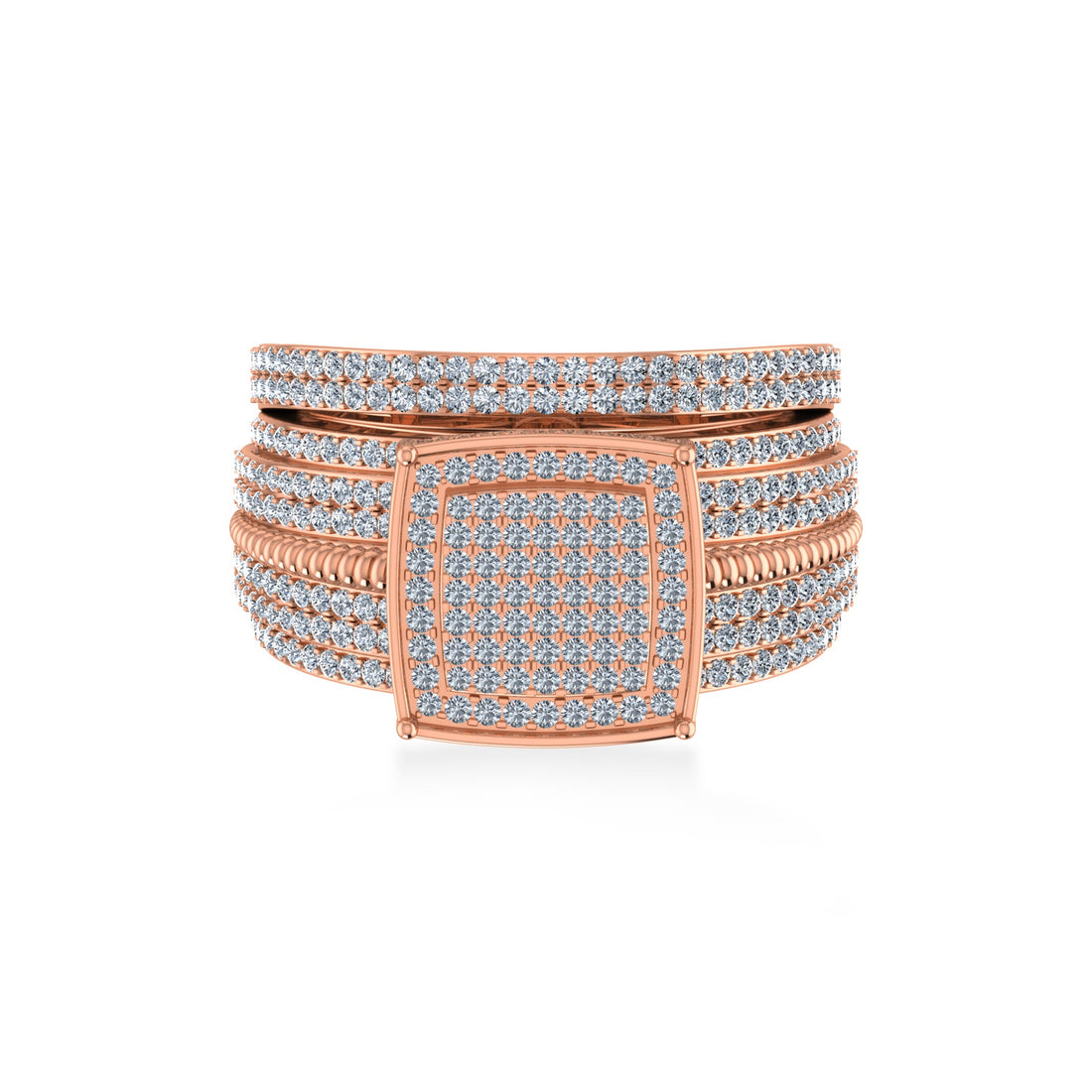 Wide Square Pavé Lab-Grown Diamond Statement Band