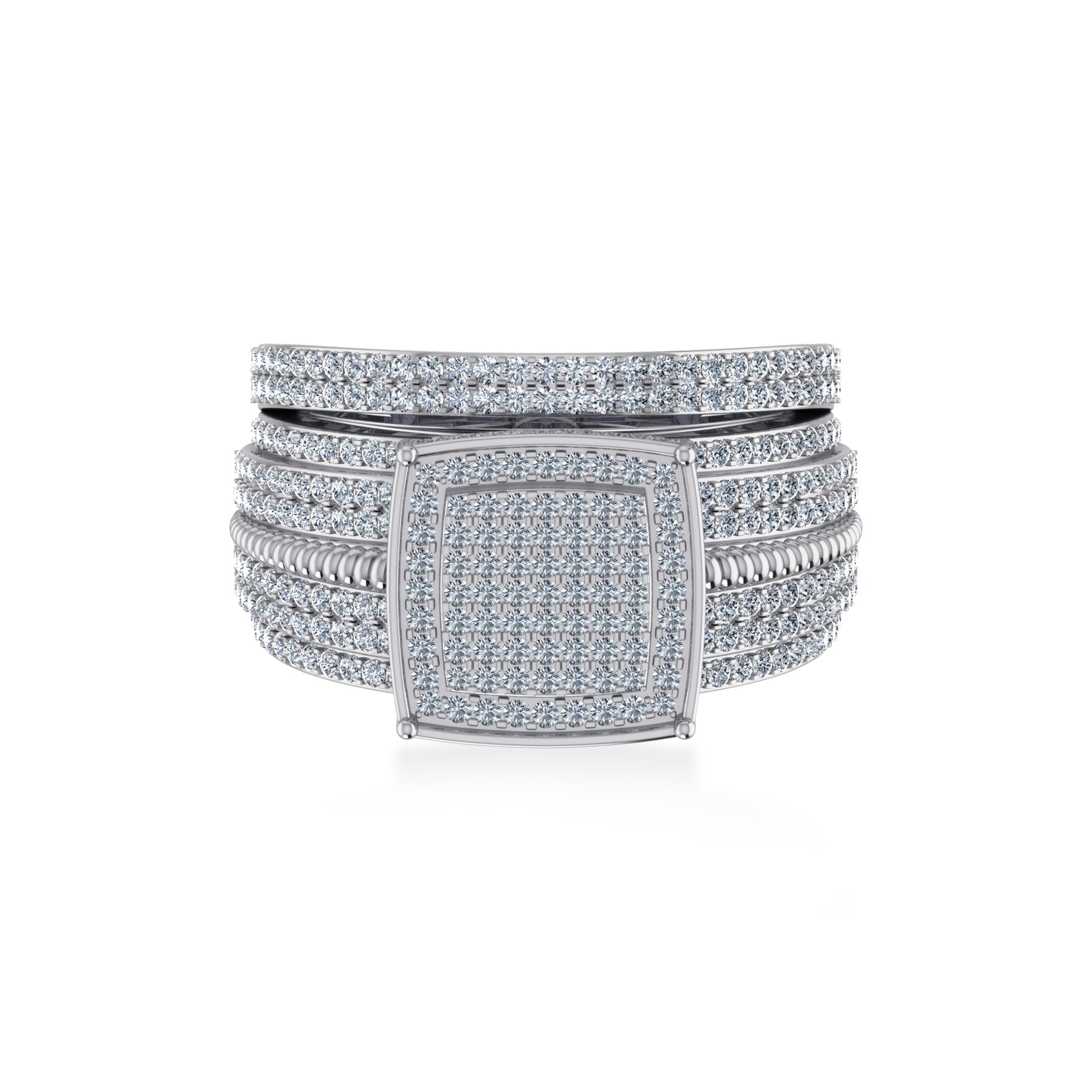 Wide Square Pavé Lab-Grown Diamond Statement Band