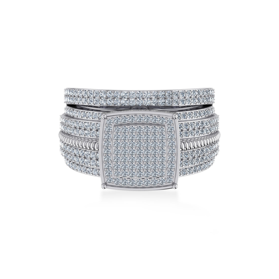 Wide Square Pavé Lab-Grown Diamond Statement Band