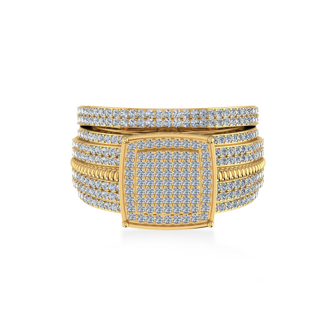 Wide Square Pavé Lab-Grown Diamond Statement Band