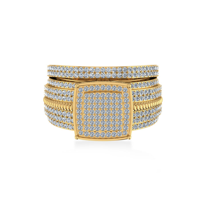 Wide Square Pavé Lab-Grown Diamond Statement Band