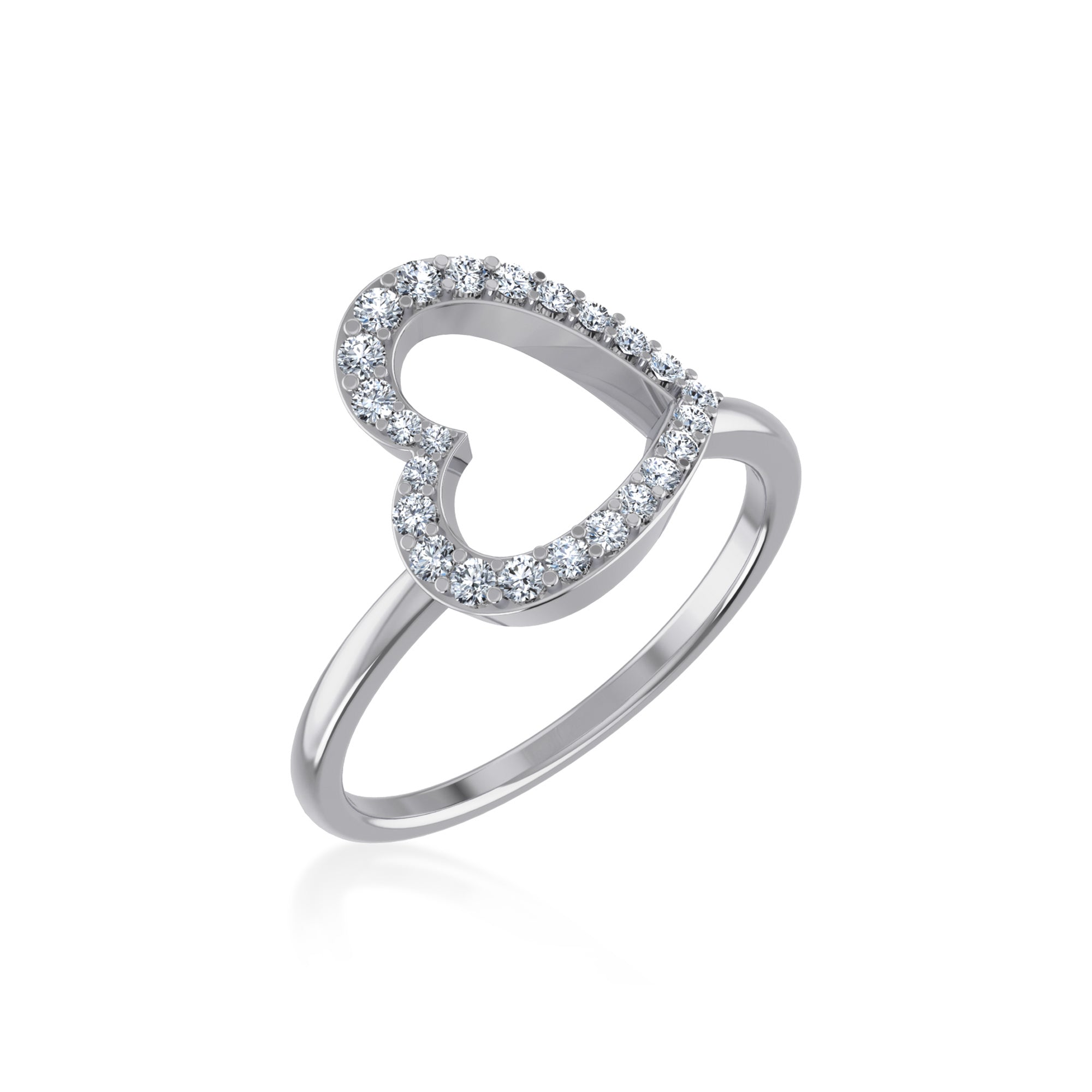 Minimalist Lab Grown Halo Ring - Heart Frame Setting