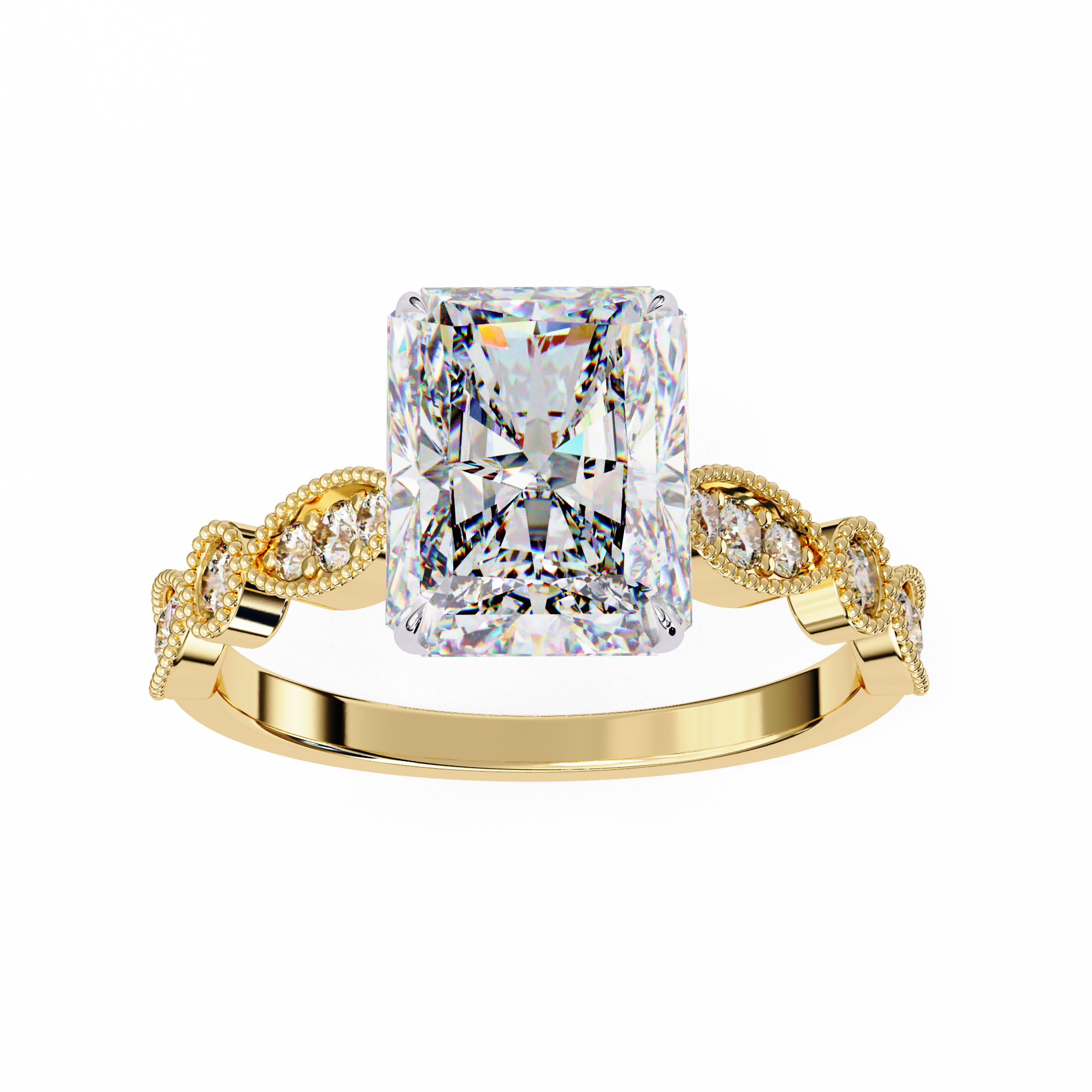 Radiant Cut Diamond Engagement Ring – Vintage Milgrain2