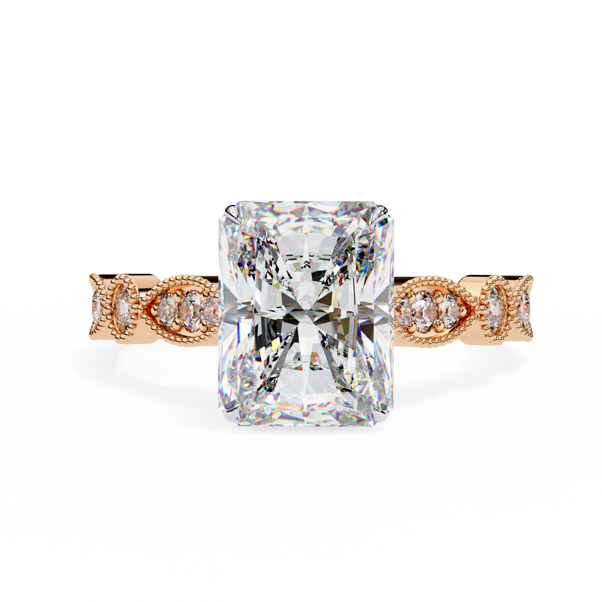 Radiant Cut Diamond Engagement Ring – Vintage Milgrain5