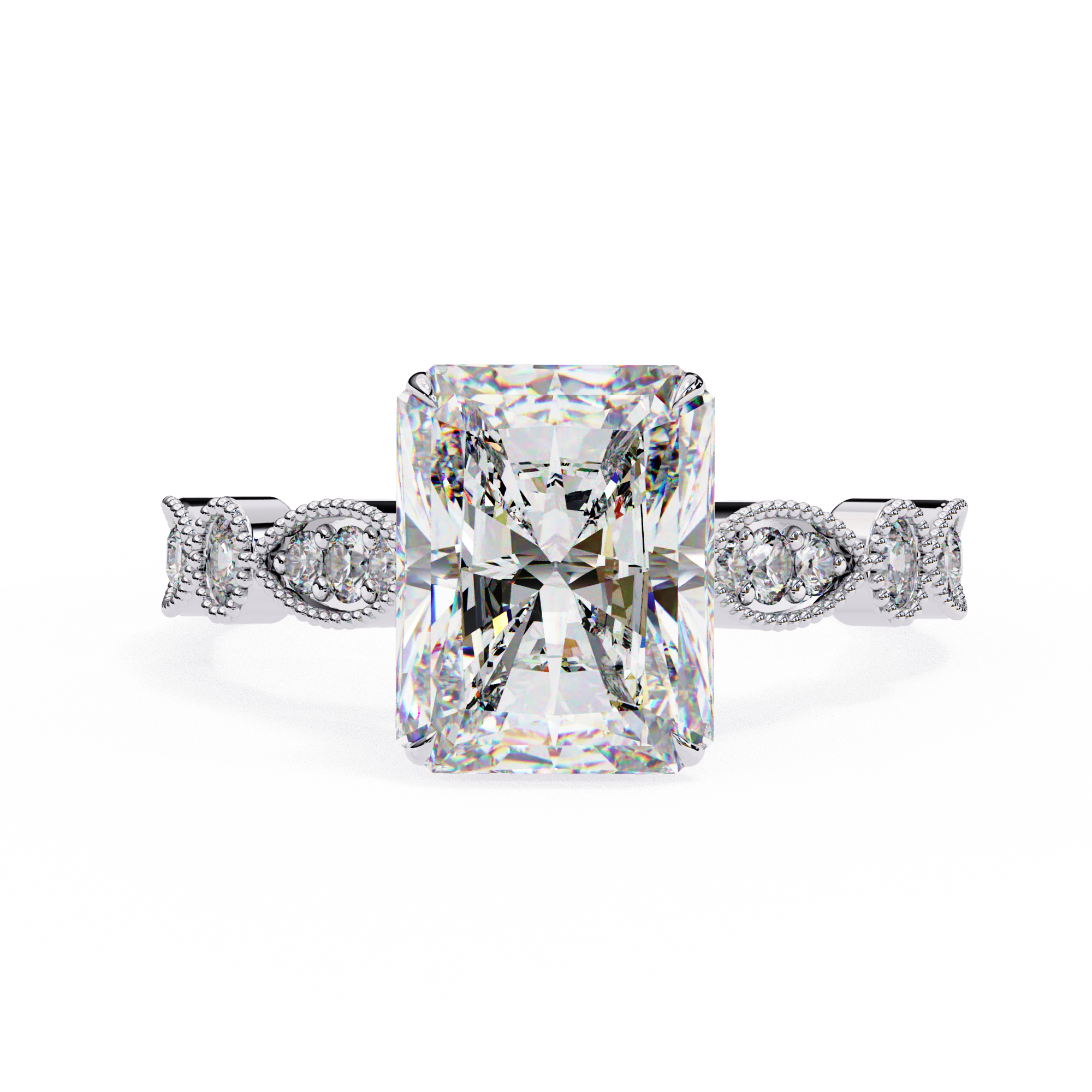 Radiant Cut Diamond Engagement Ring – Vintage Milgrain9