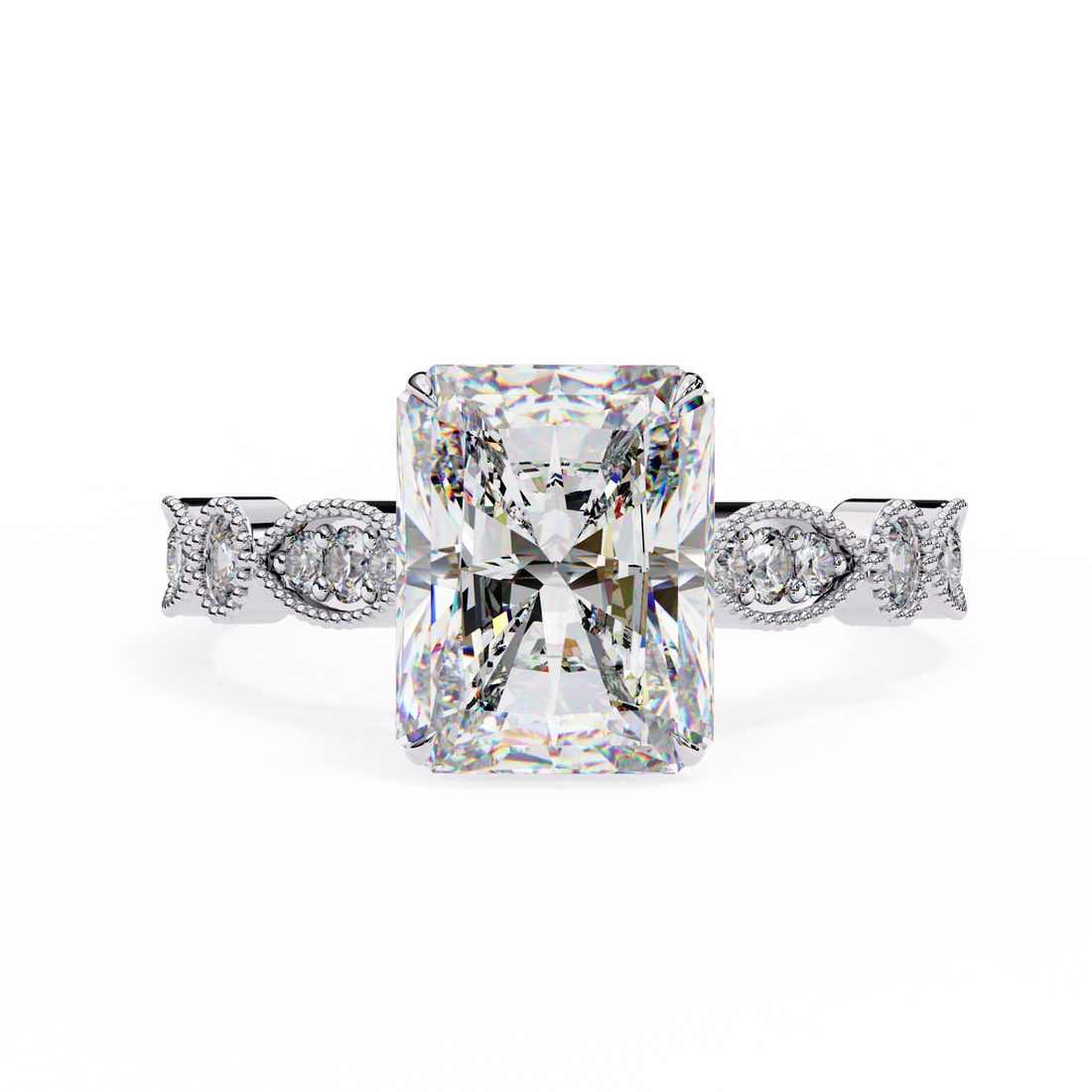 Radiant Cut Diamond Engagement Ring – Vintage Milgrain9