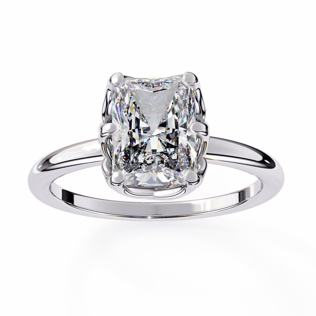 Radiant Cut Lab Grown Solitaire Engagement Ring10