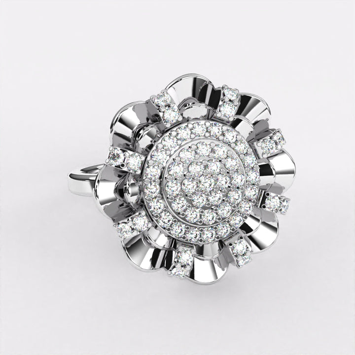 Raised Wavy Diamond Ring in 925 Silver