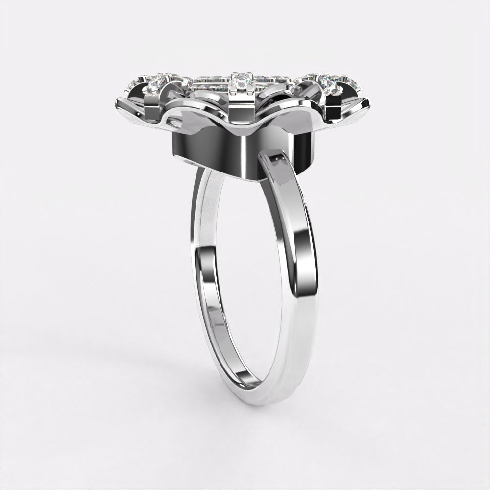 Raised Wavy Diamond Ring in 925 Silver