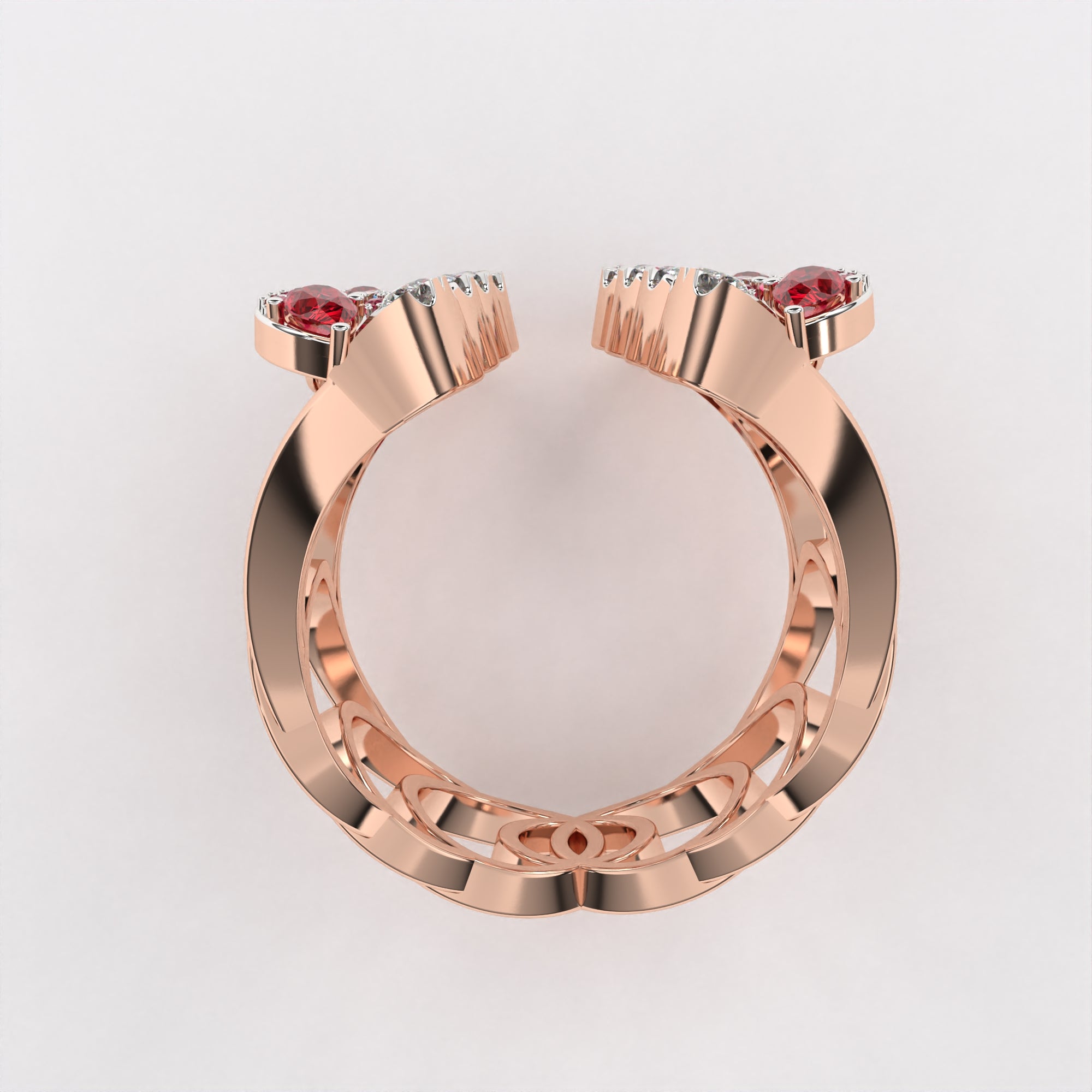 Red Drop Floret Diamond Ring