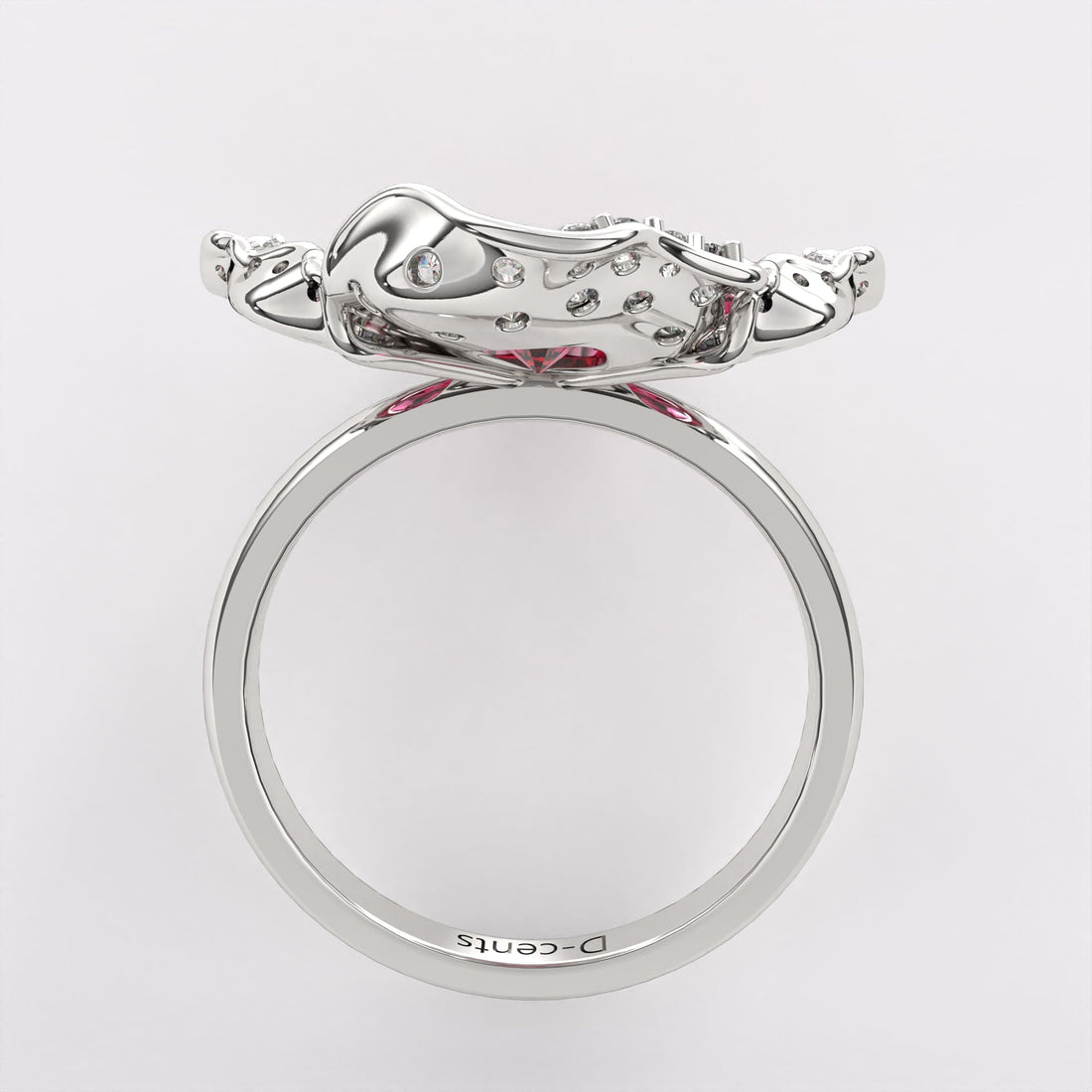 Red Dropsy Petals Diamond ring In 925 Silver