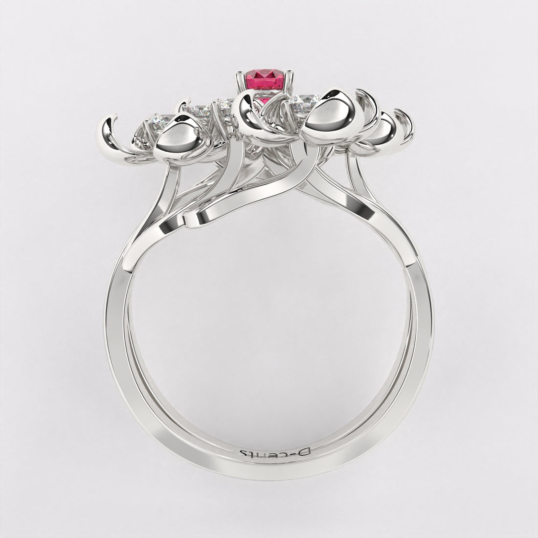 Red Glam Diamond Ring in 925 Silver