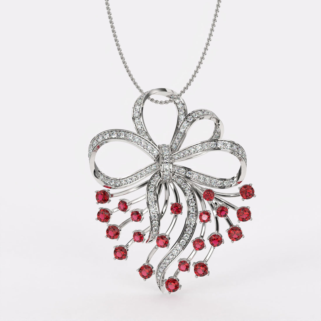 Red Petal Diamond Pendant