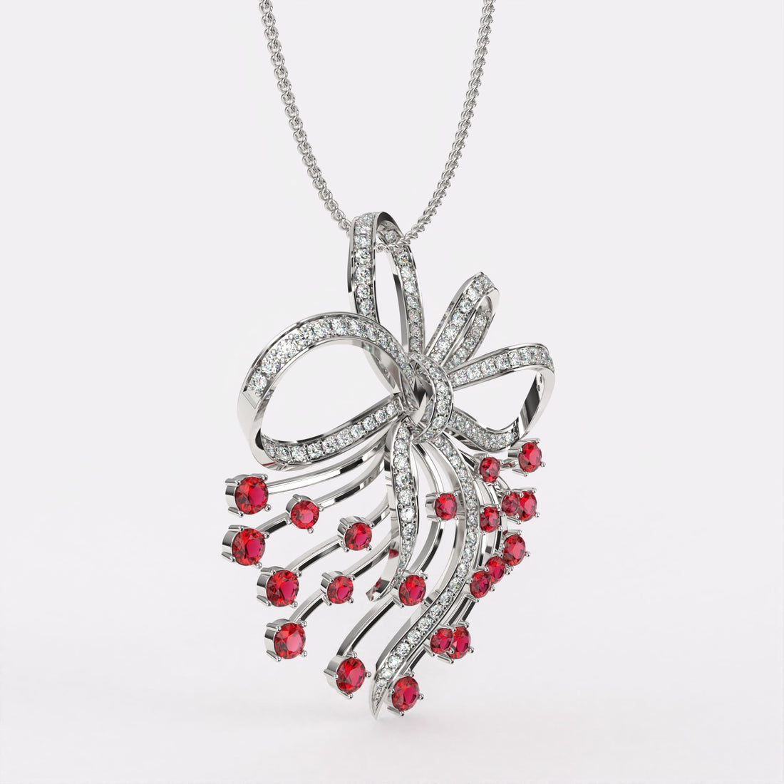 Red Petal Diamond Pendant