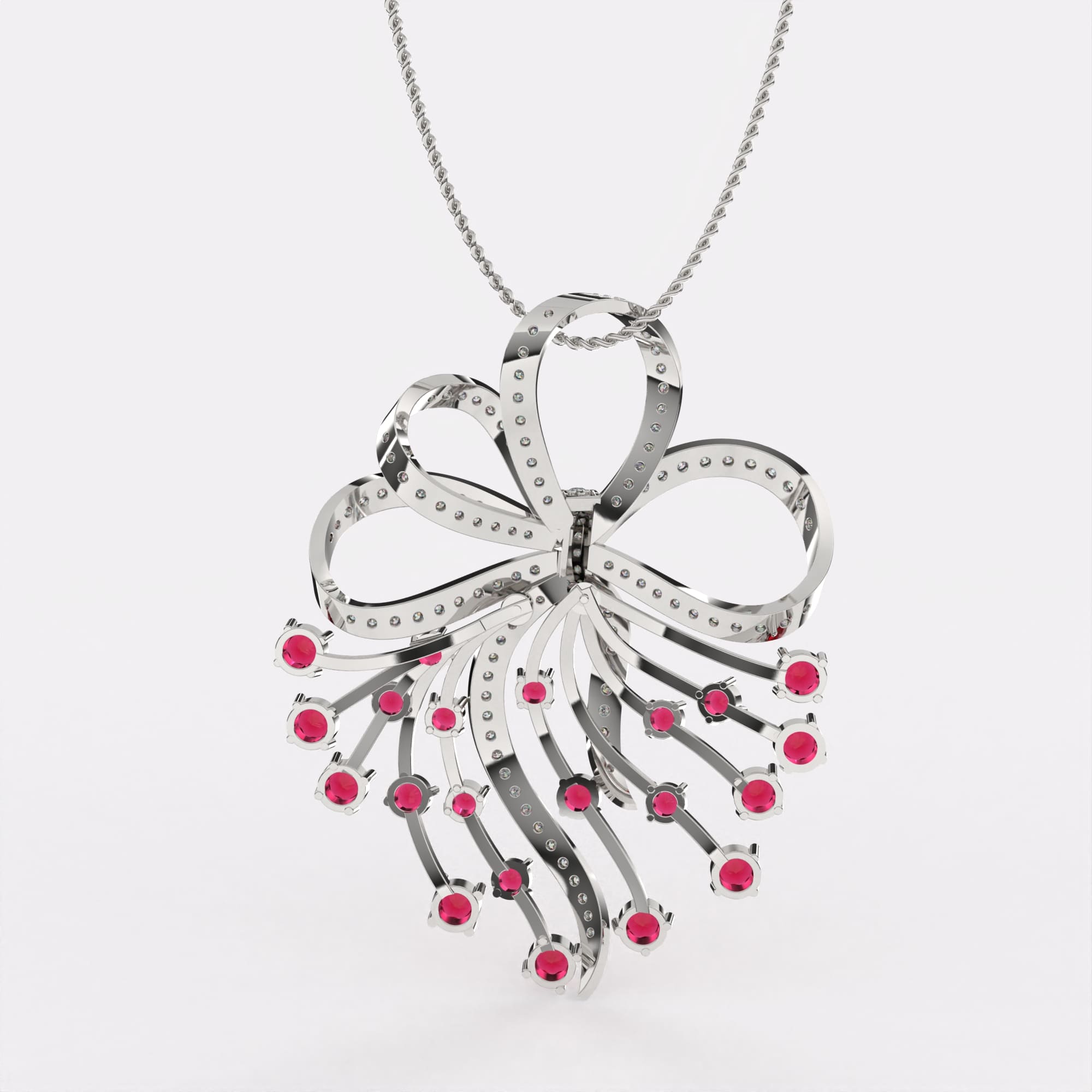 Red Petal Diamond Pendant