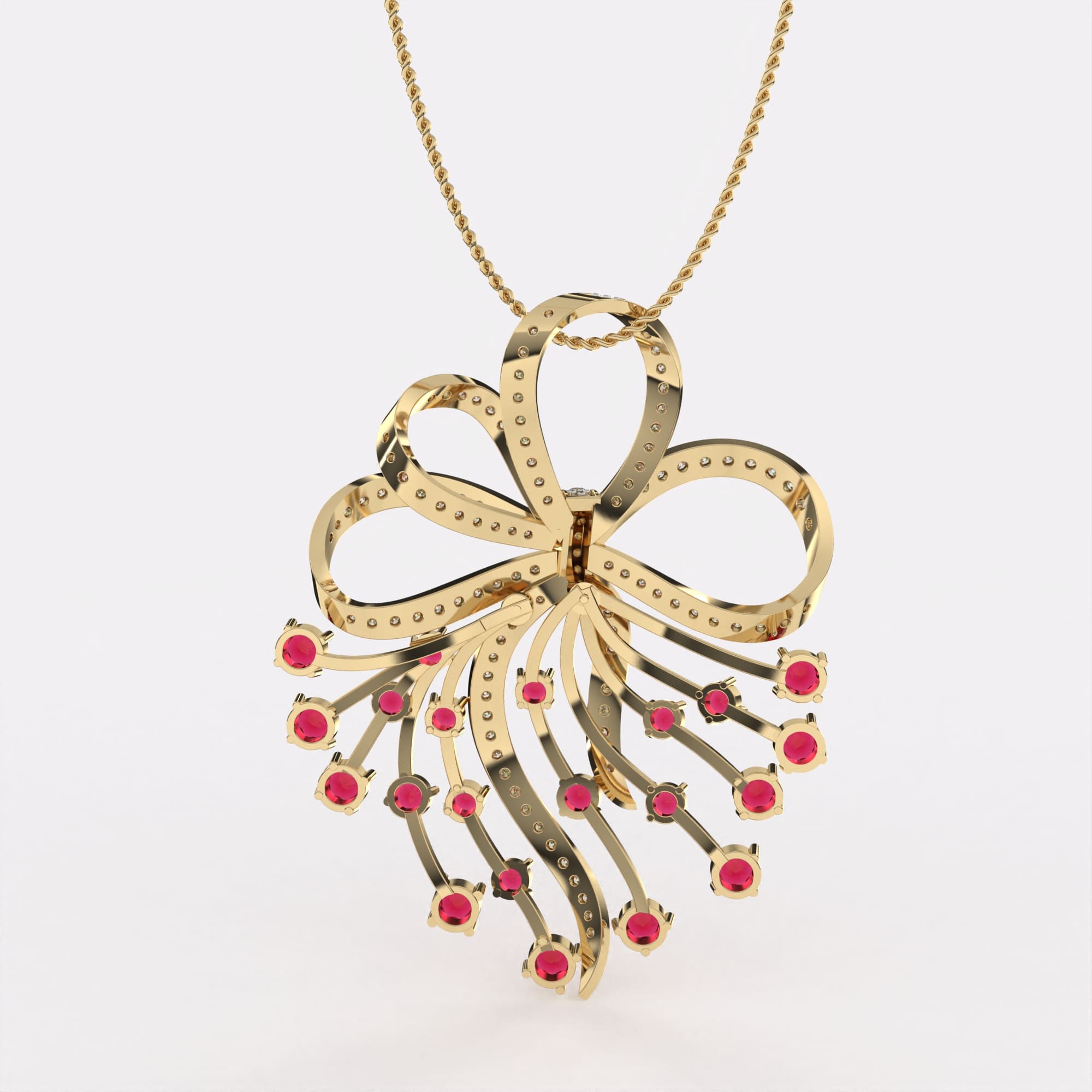 Red Petal Diamond Pendant