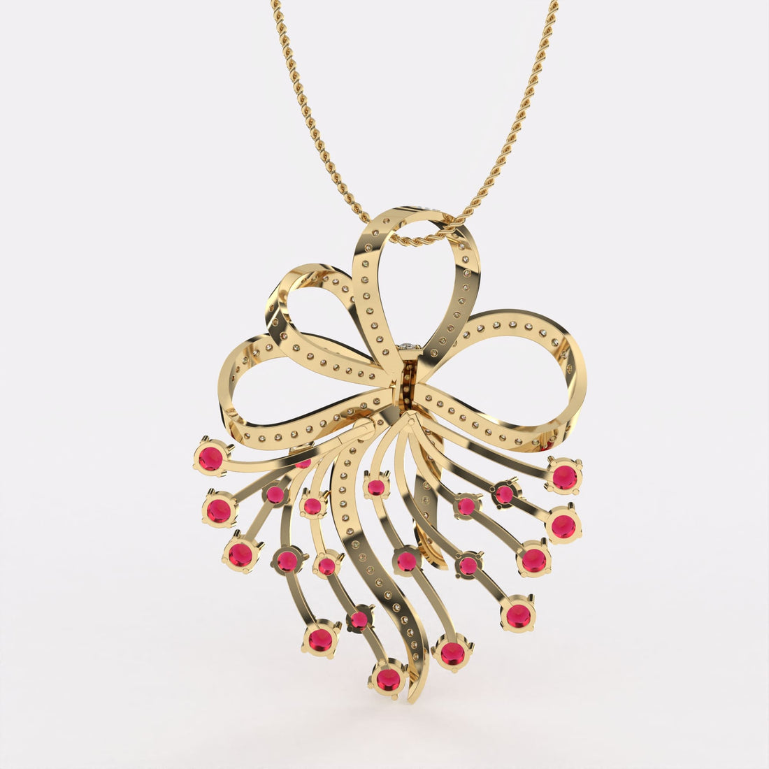 Red Petal Diamond Pendant