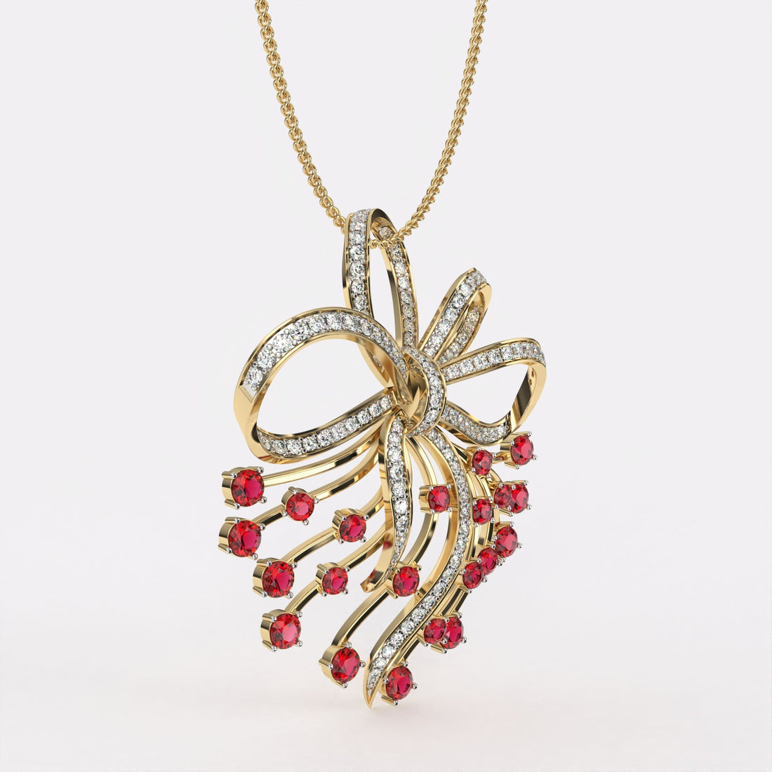 Red Petal Diamond Pendant