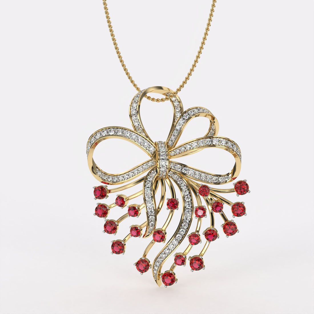 Red Petal Diamond Pendant