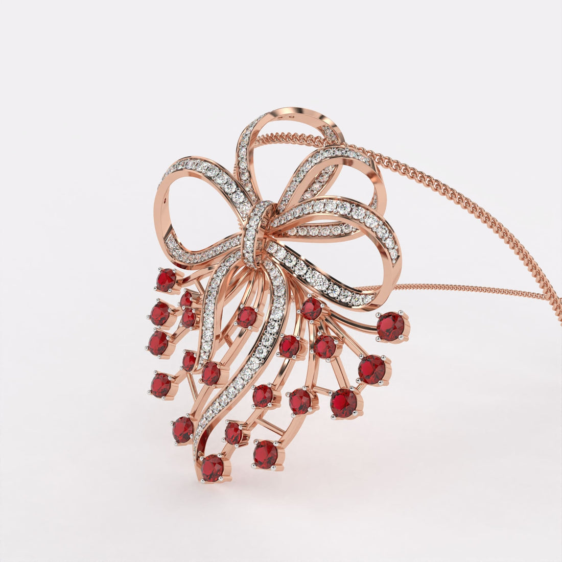 Red Petal Diamond Pendant