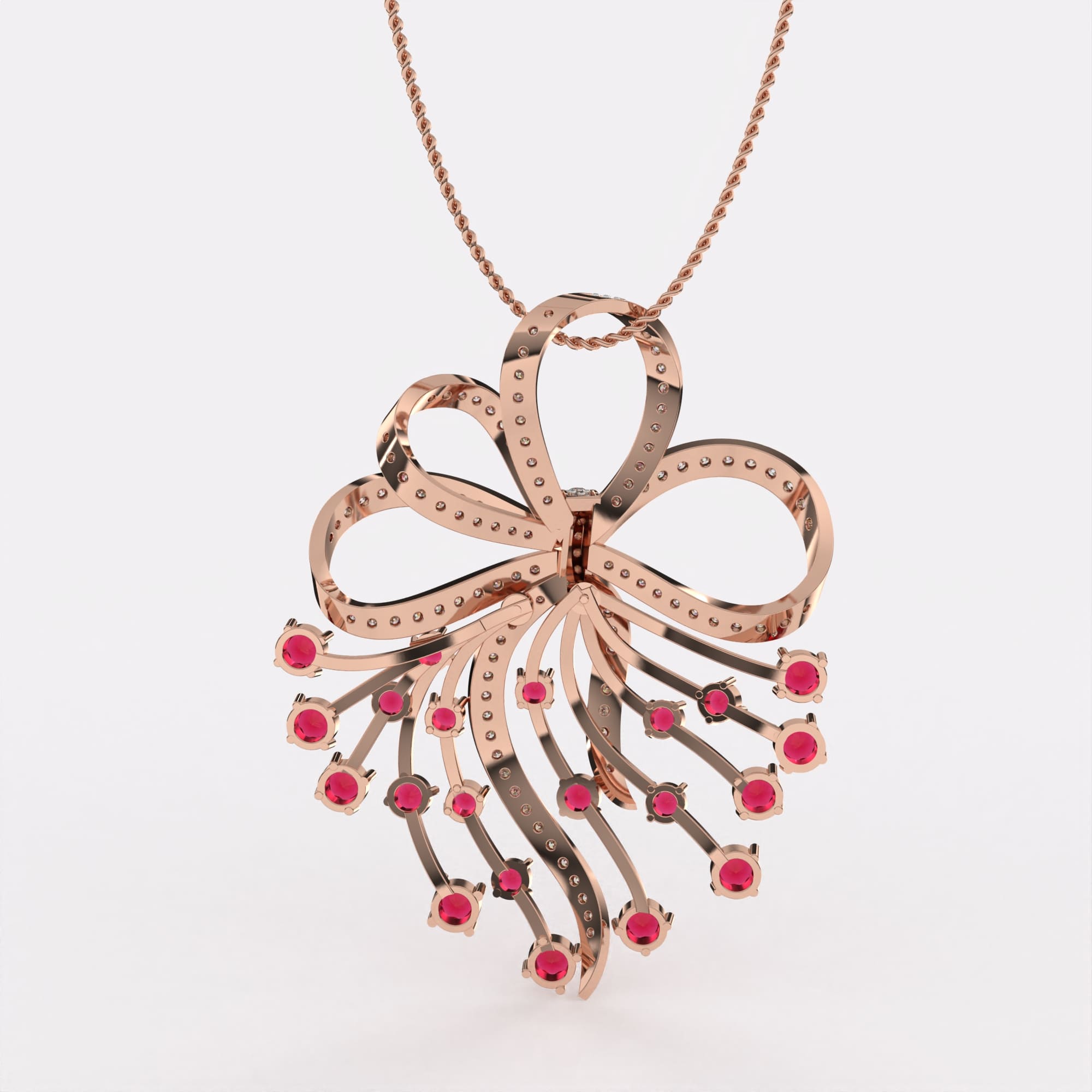 Red Petal Diamond Pendant