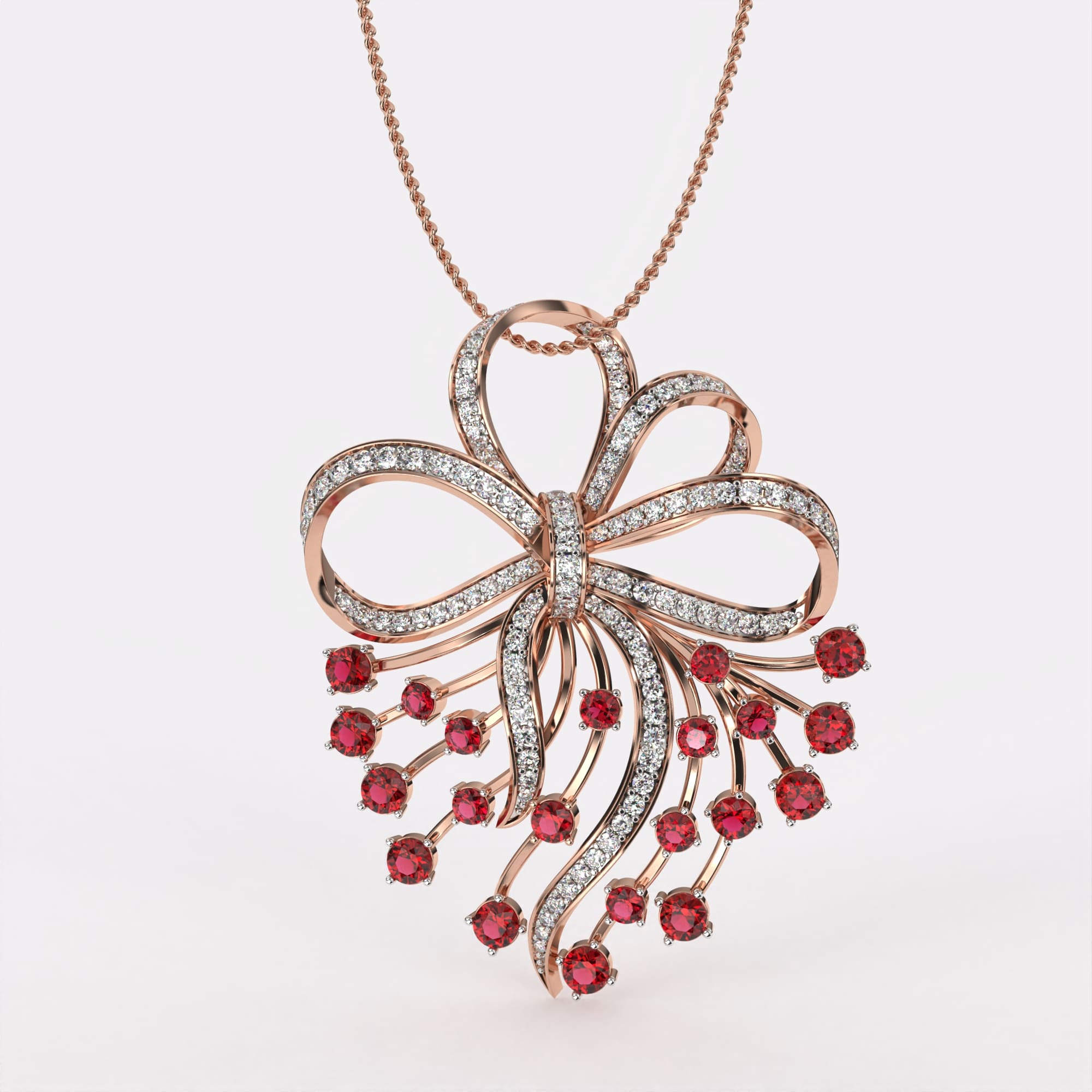 Red Petal Diamond Pendant