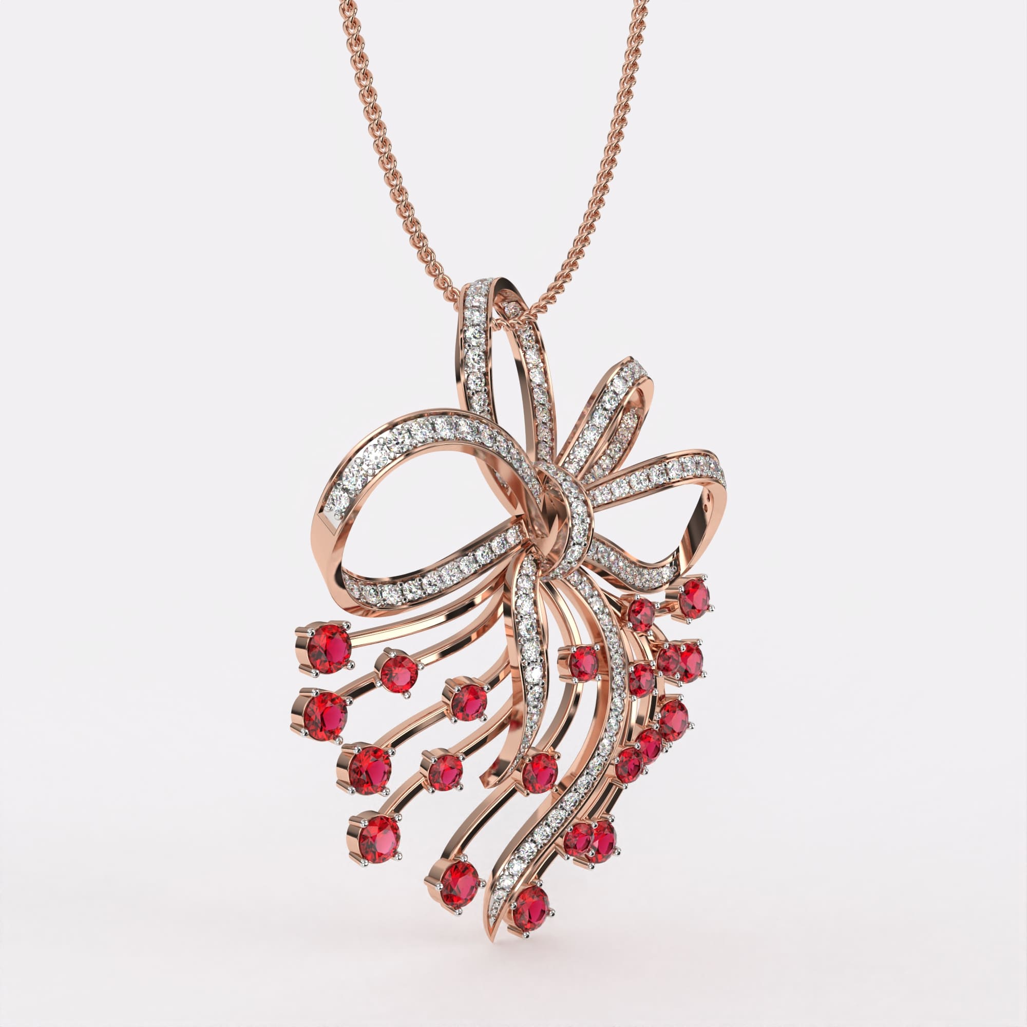 Red Petal Diamond Pendant