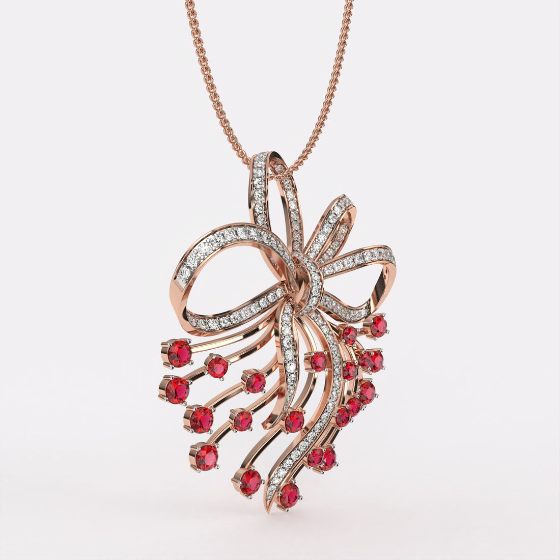 Red Petal Diamond Pendant
