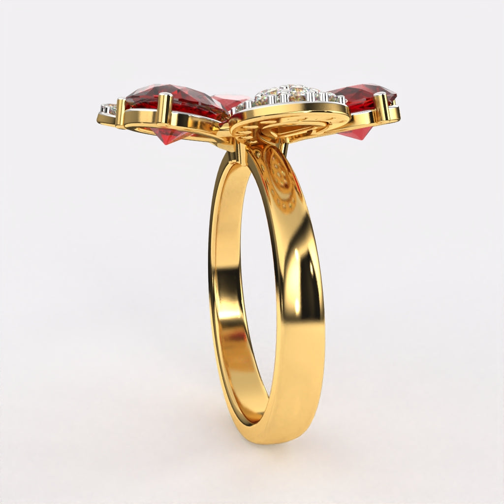 Red Petal Diamond Ring